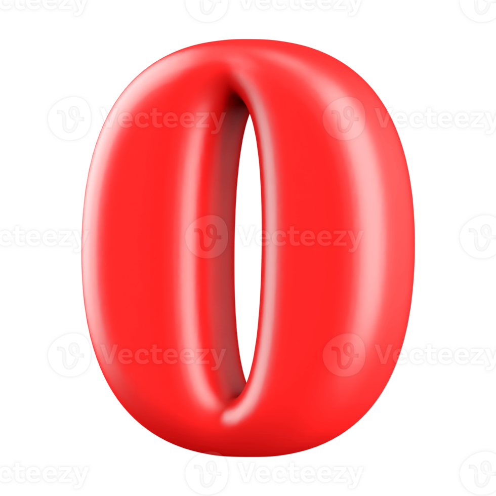 Red Bubble 3D Number 0 png