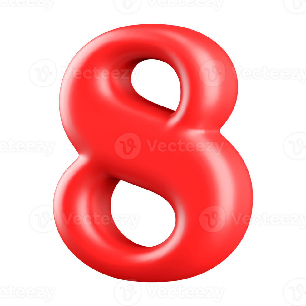 Red Bubble 3D Number 8 png