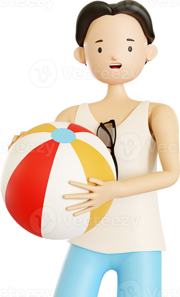 3d man character with ball png