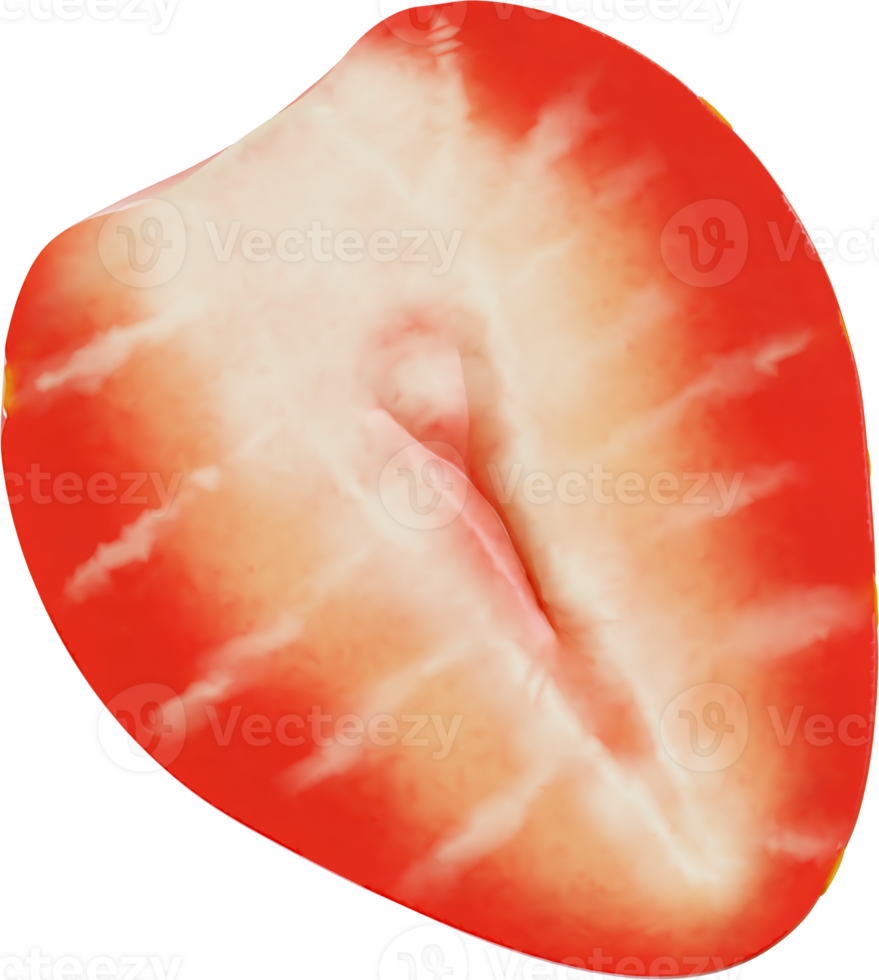 3d slice of strawberry png