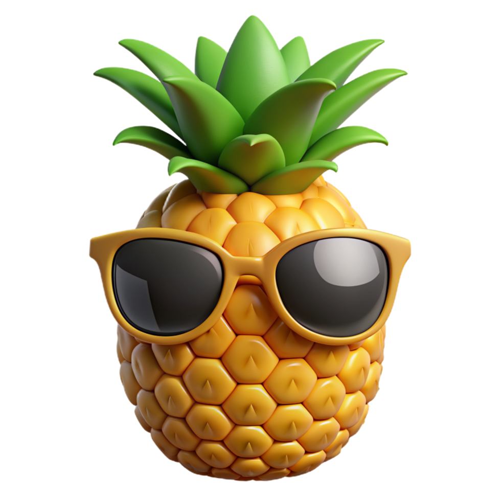 Pineapple wear Sunglasses 3d Render png