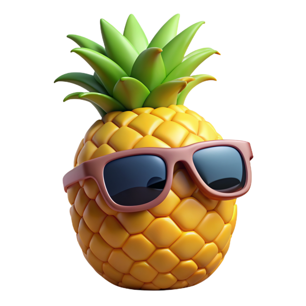 Pineapple wear Sunglasses 3d Illustration png