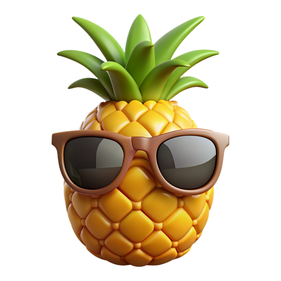 Pineapple wear Sunglasses 3d Image png