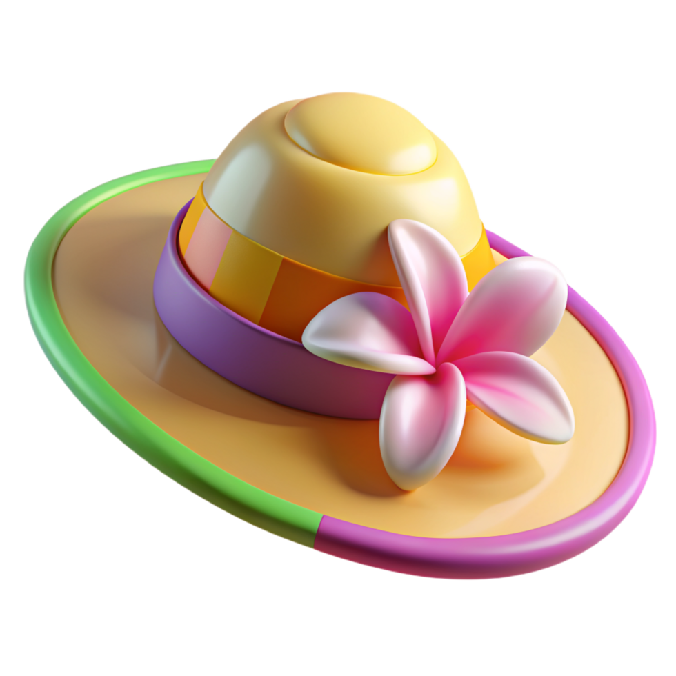Colorful Straw Hat 3d Image png