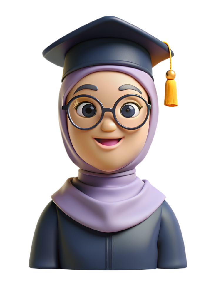 Hijab Girl wear Mortarboard 3d Style png