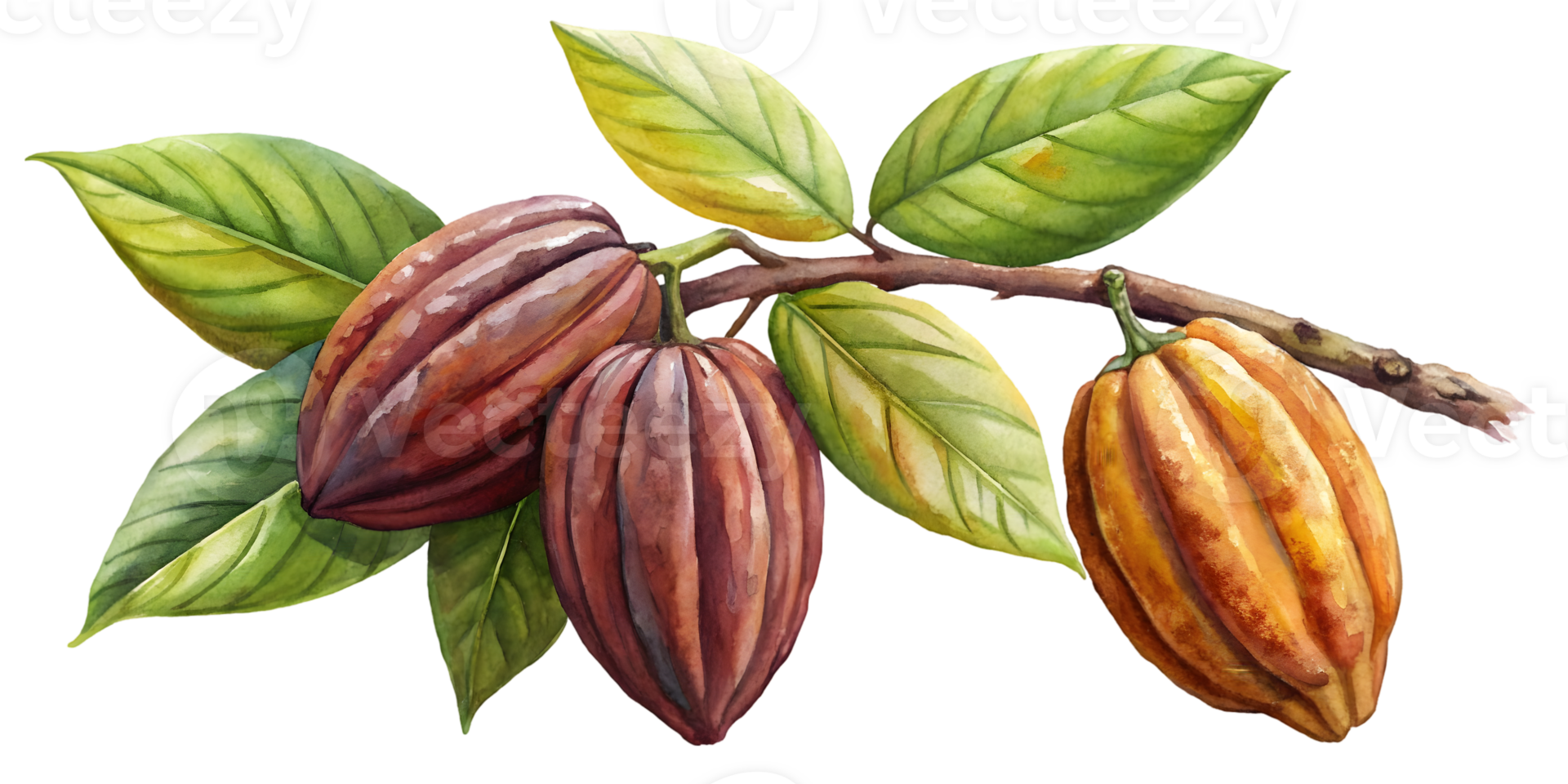 Branch with Cacao Pods - Isolated on Transparent Background png