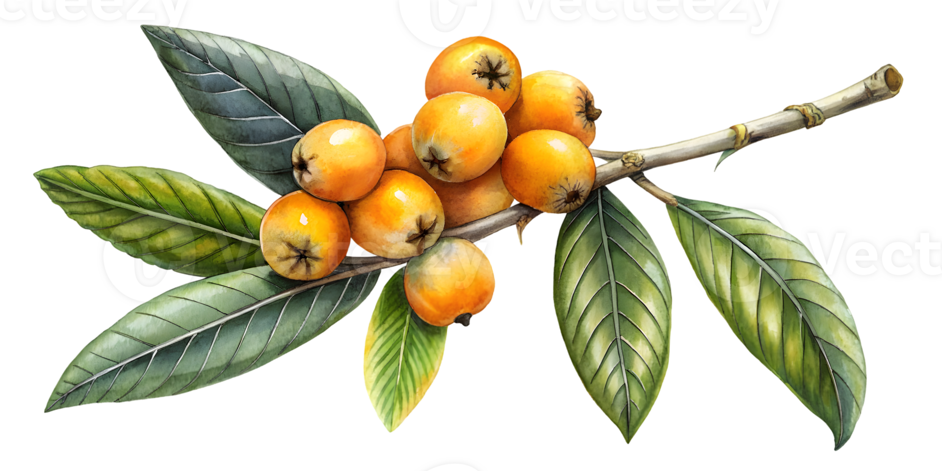 Branch with Loquats - Isolated on Transparent Background png