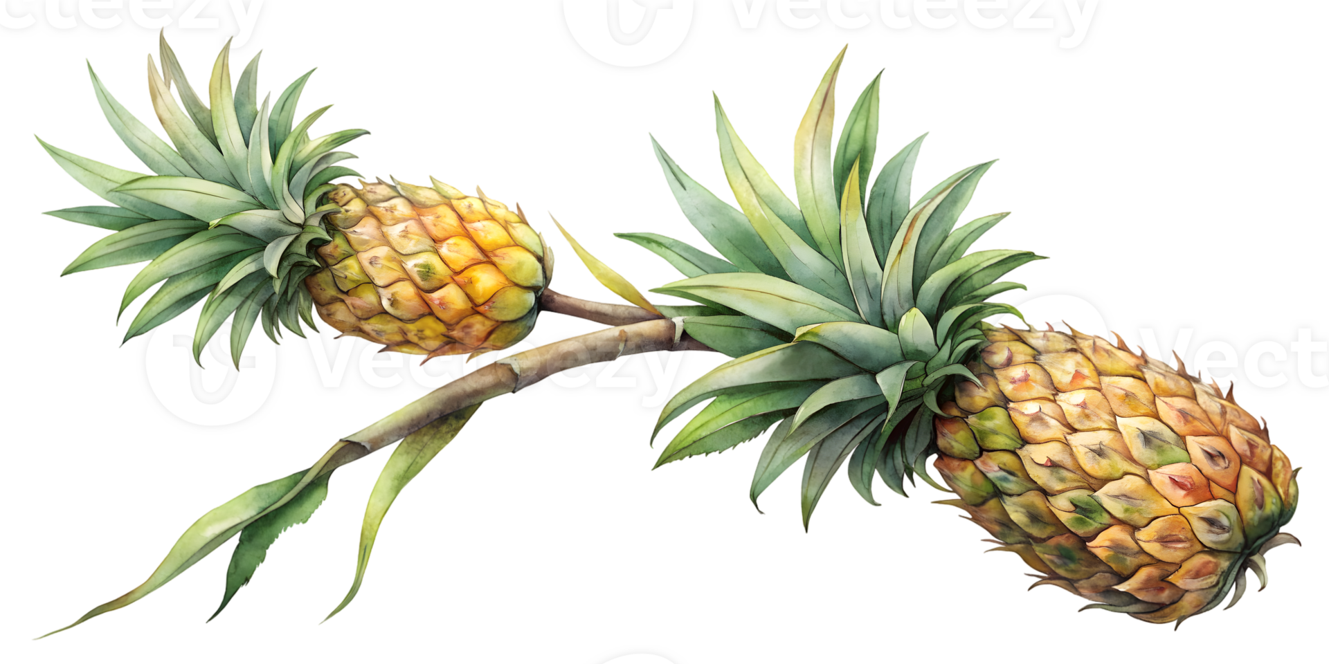 Branch with Pineapples - Isolated on Transparent Background png
