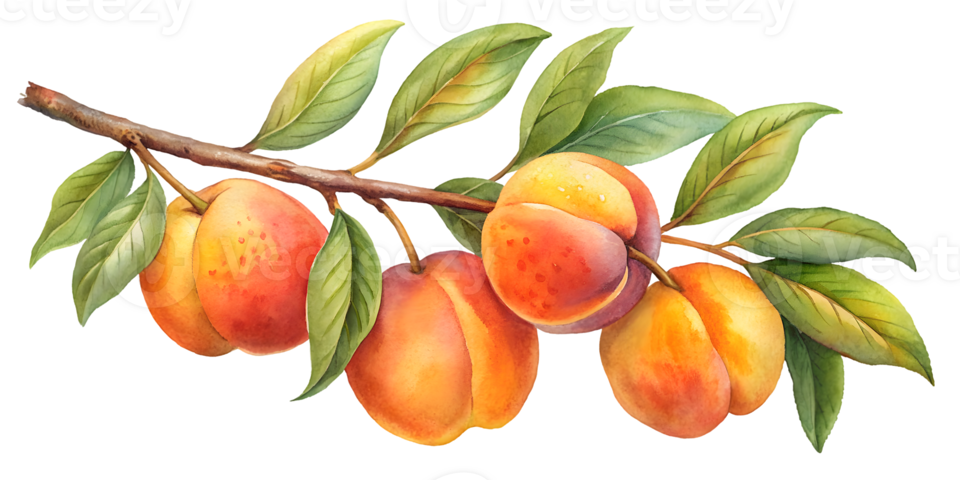 Branch with Peaches - Isolated on Transparent Background png