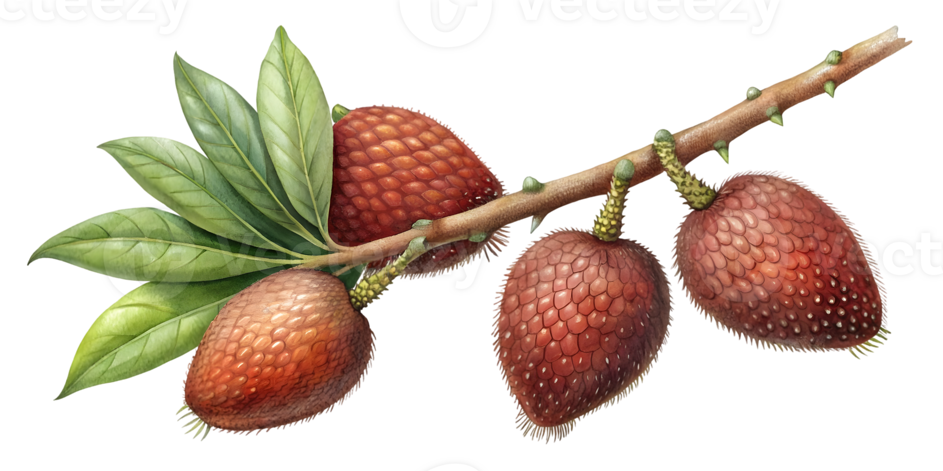 Branch with Salak Snake Fruit - Isolated on Transparent Background png