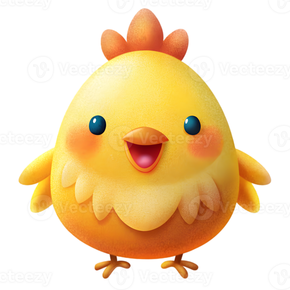 Happy Kawaii Chicken - Isolated on Transparent Background png
