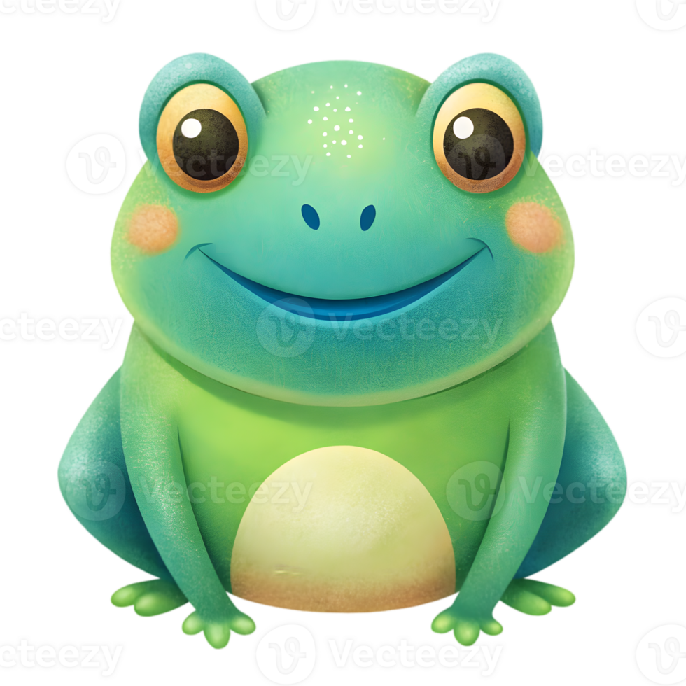 Happy Kawaii Frog - Isolated on Transparent Background png