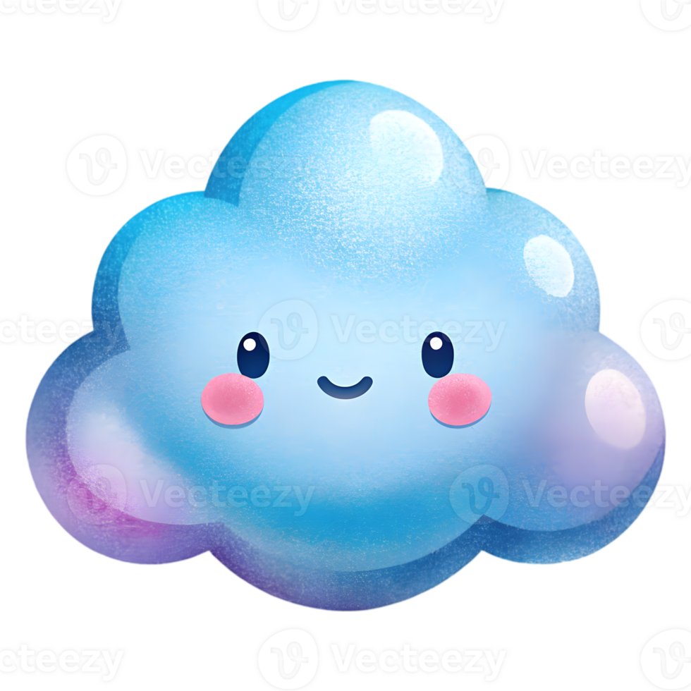 Happy Kawaii Cloud - Isolated on Transparent Background png