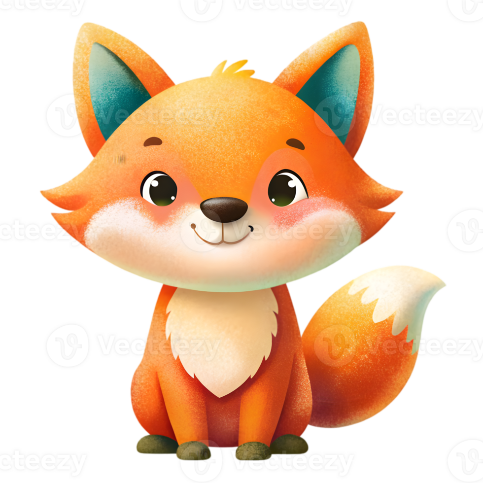Happy Kawaii Fox - Transparent Background Image png