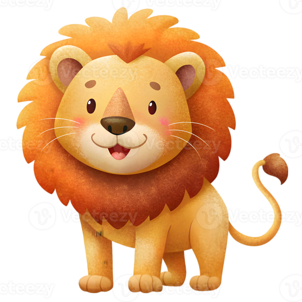 Happy Kawaii Lion - Isolated on Transparent Background png