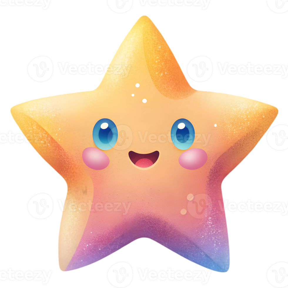 Happy Kawaii Star - Transparent Background Image png