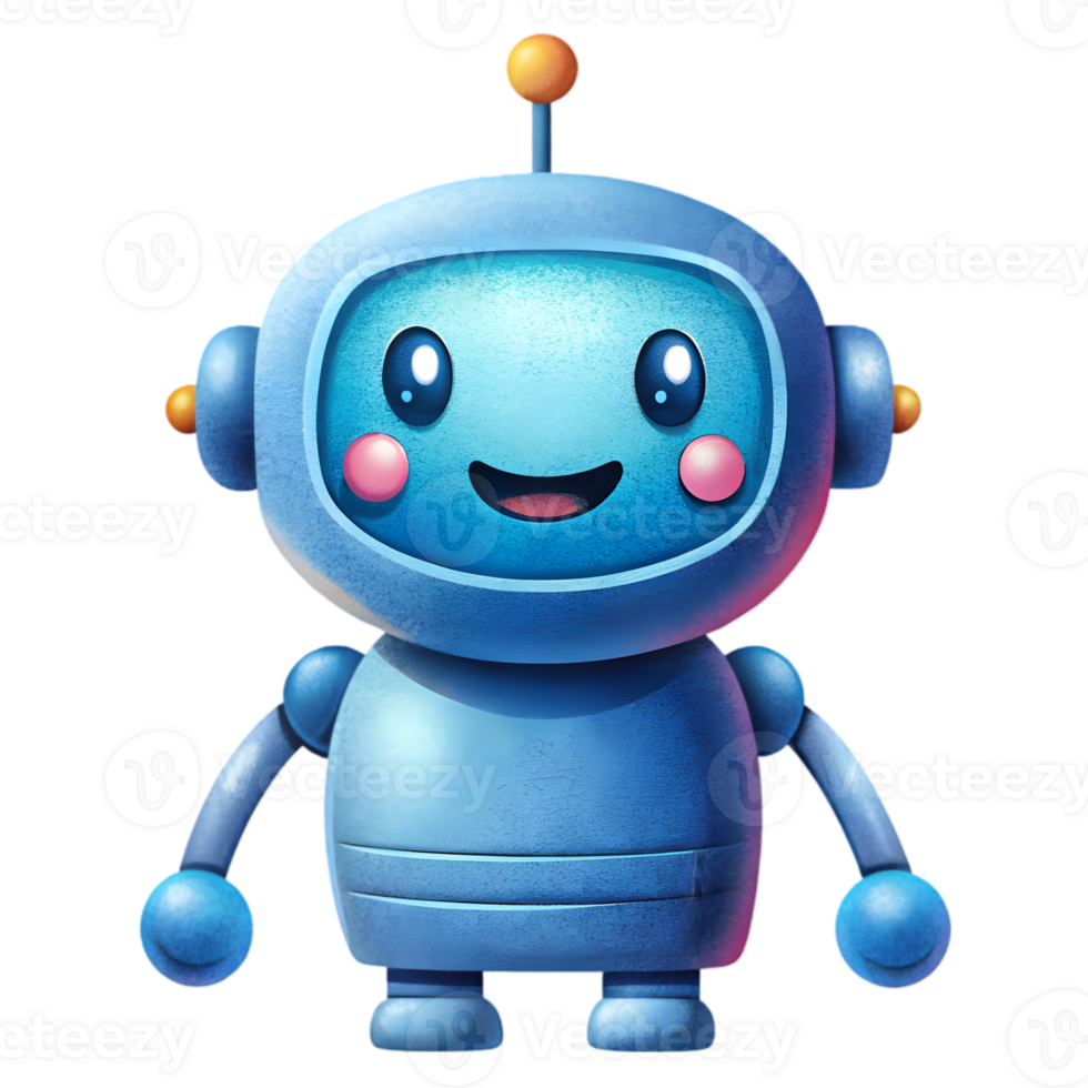 Happy Kawaii Robot - Isolated on Transparent Background png