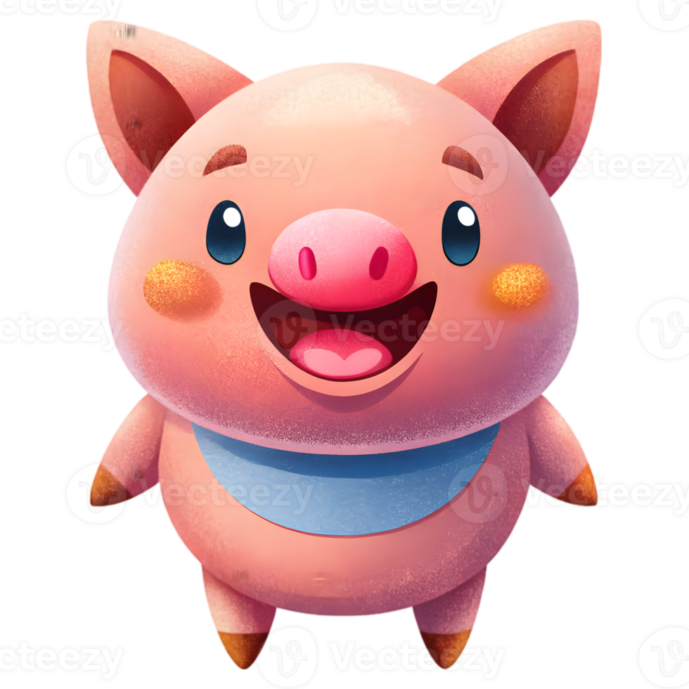 Happy Kawaii Pig - Isolated on Transparent Background png