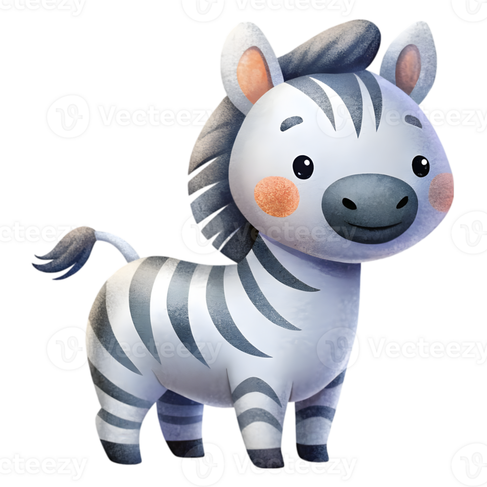 Happy Kawaii Zebra - Isolated on Transparent Background png