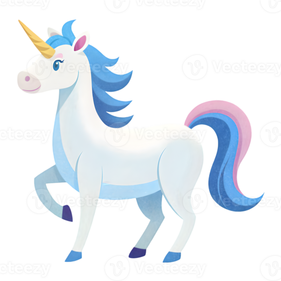 White Unicorn and Rainbow - Isolated on Transparent Background png