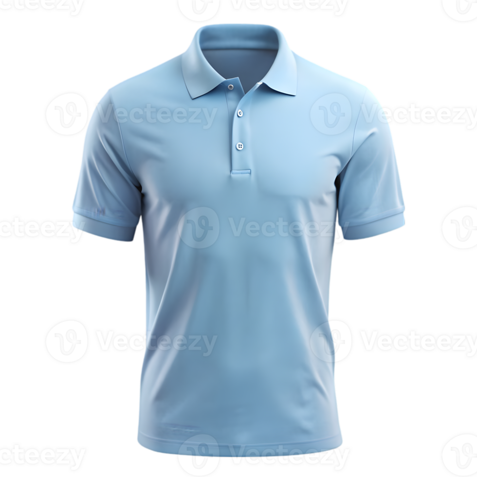 Mockup of a Woman Wearing a Light Blue Polo Shirt - Isolated on Transparent Background png