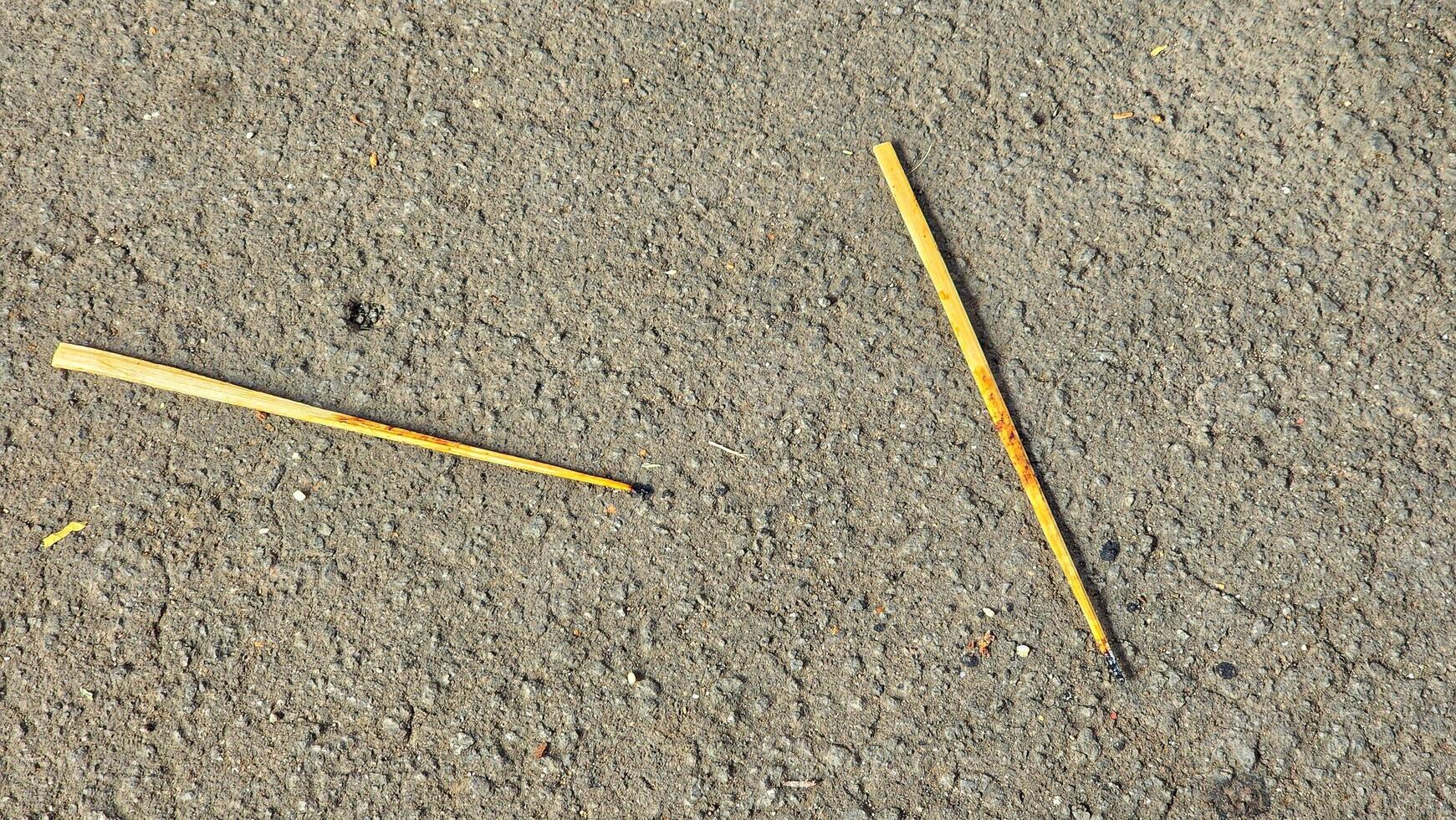 two sticks laying on the ground photo