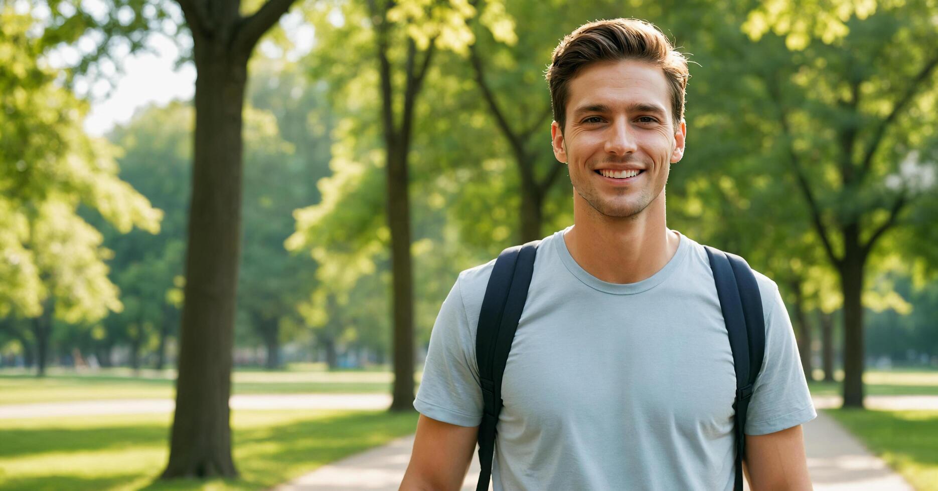 a man at the park, smile photo