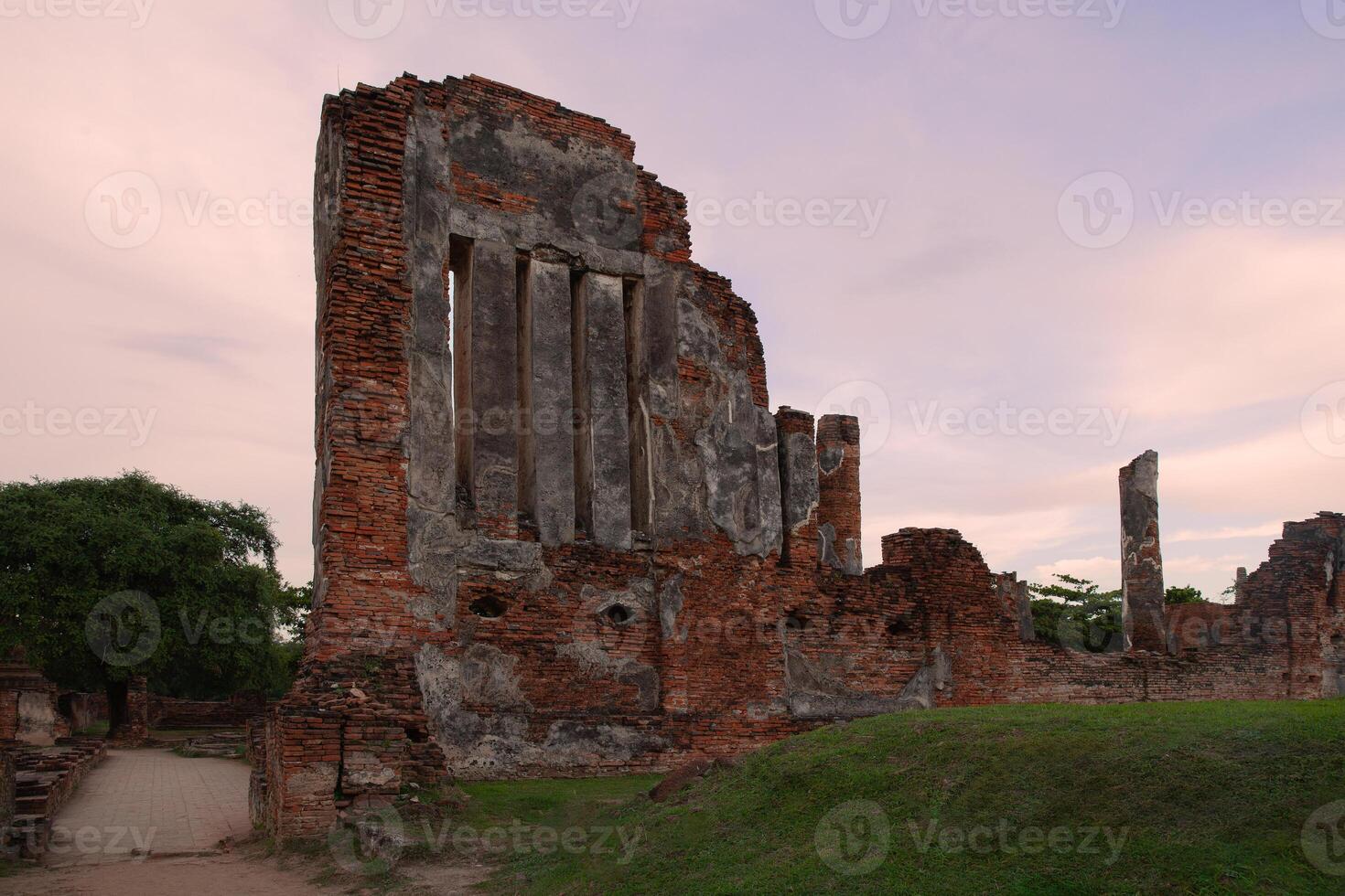 Part of the ancient building in the historical park. photo