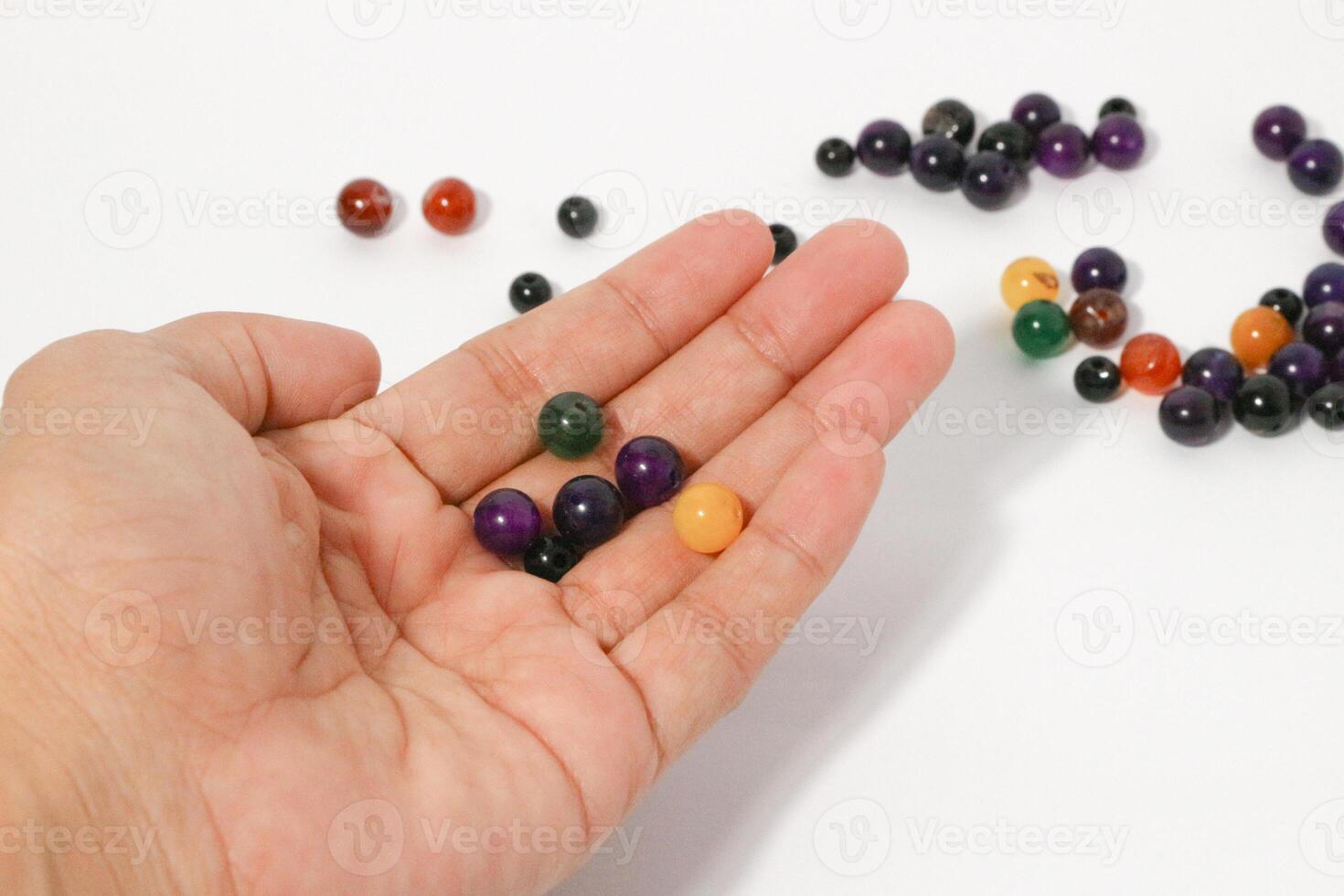 Colorful Beads Background. Background pattern of multicolor beads.Palette of colors beads. photo
