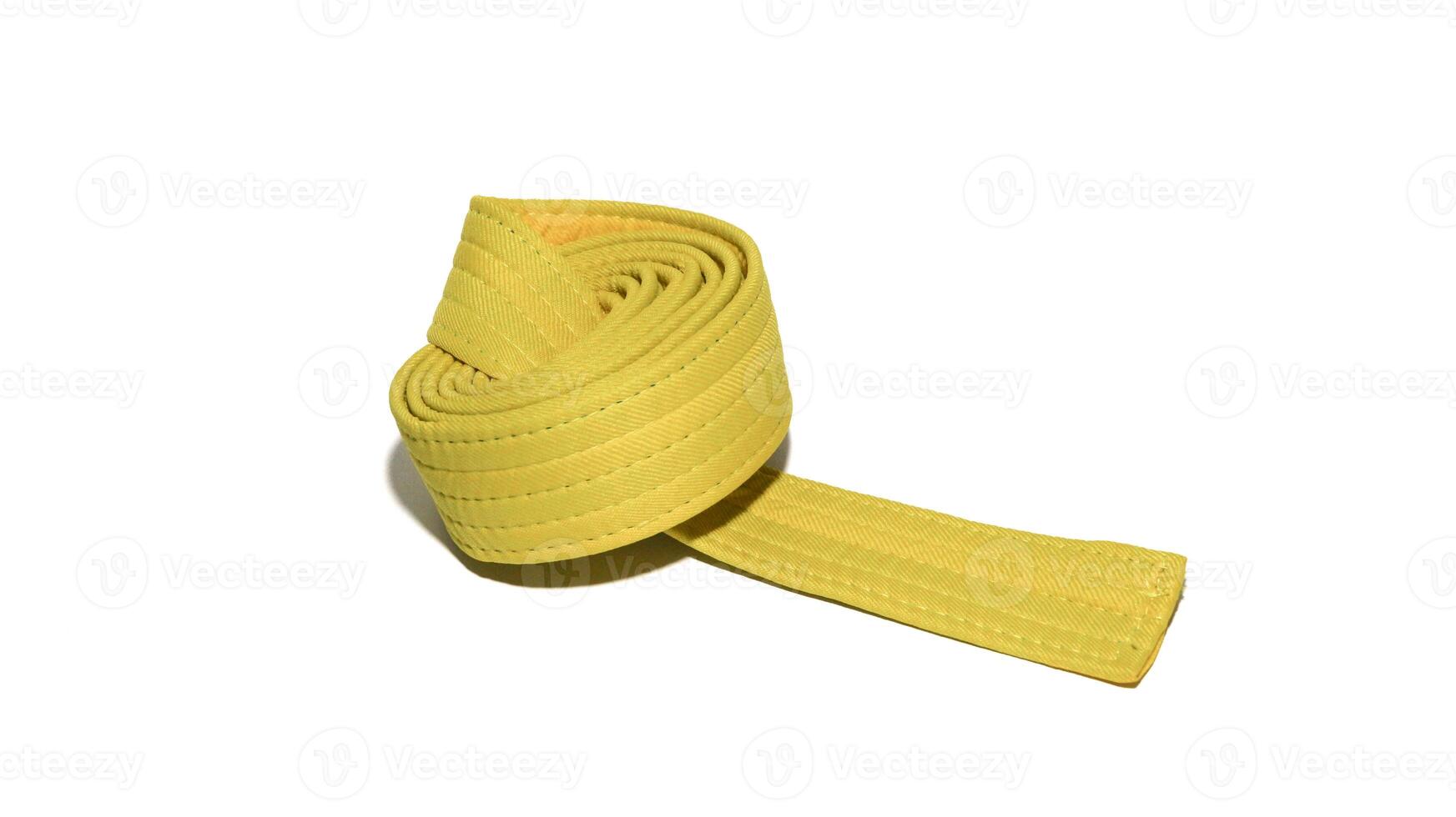 A picture of taekwondo belt on white background with selective focus photo