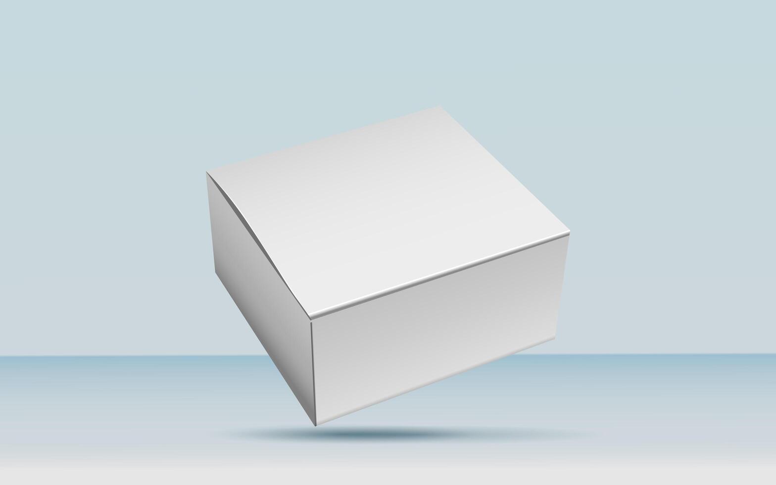 3d rendering realistic white box packaging mockup in studio background. Product mock up modern concept photo