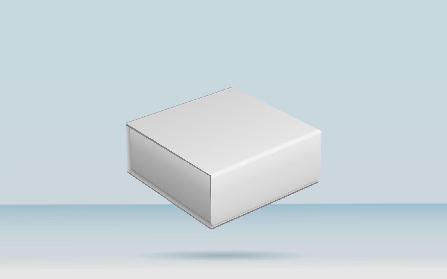 3d rendering realistic white box packaging mockup in studio background. Product mock up modern concept photo