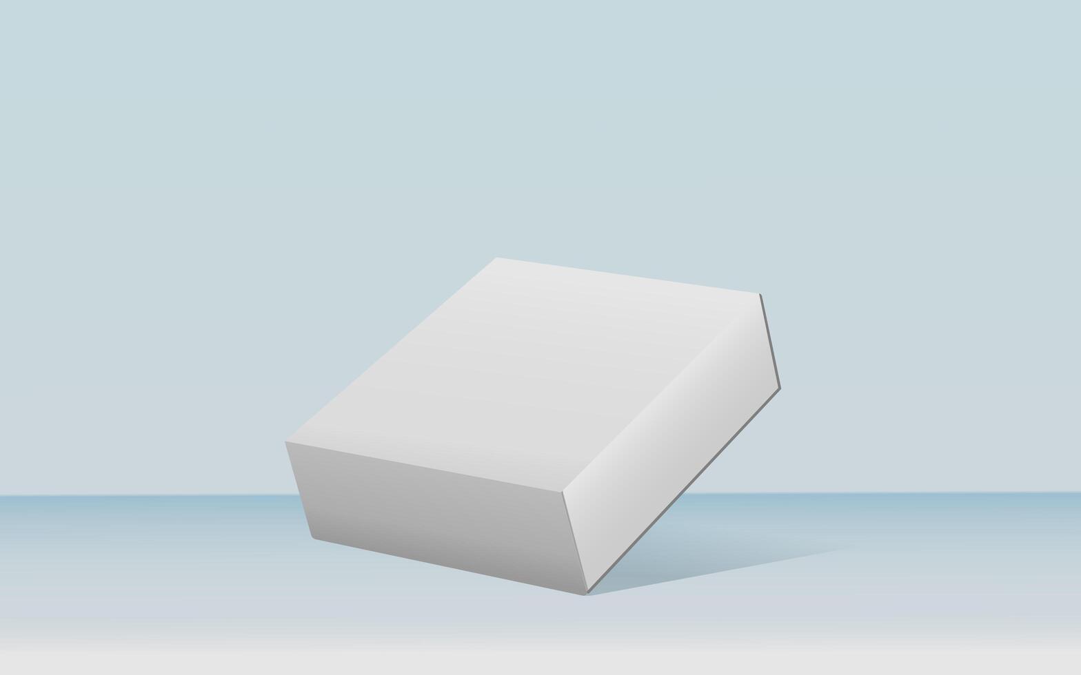 3d rendering realistic white box packaging mockup in studio background. Product mock up modern concept photo