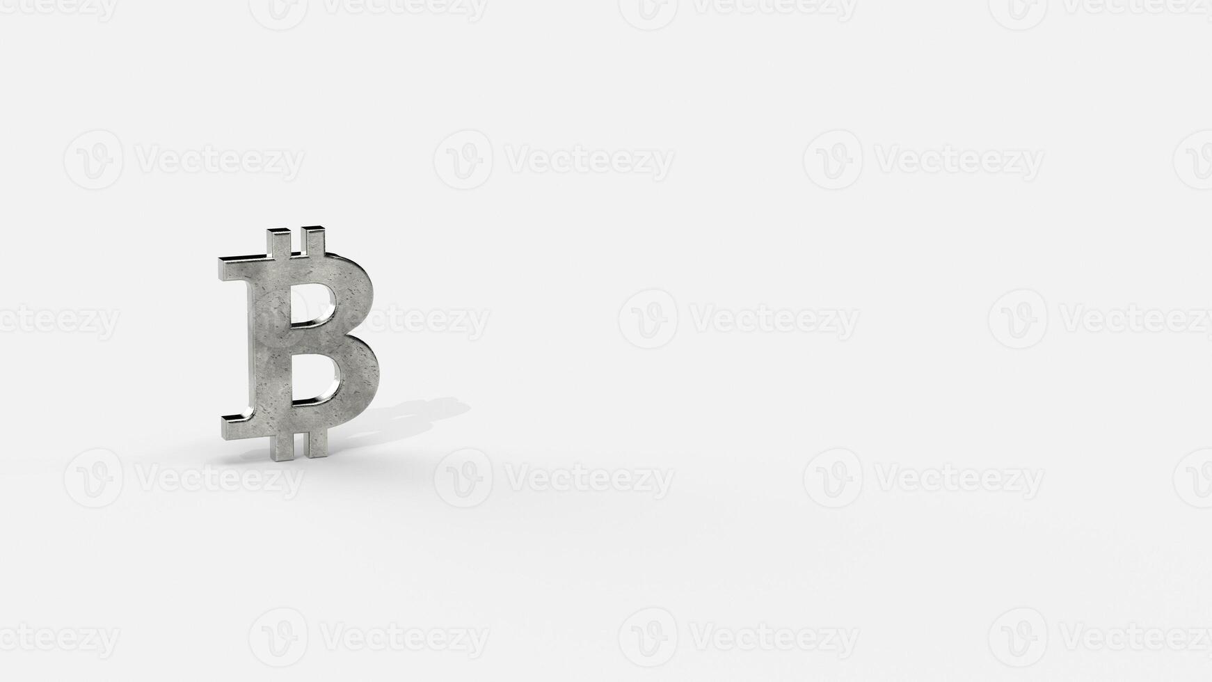 Silver 3d bitcoin render minimalistic simple symbol design isolated on white background. photo