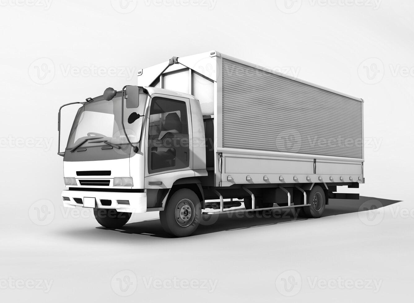 Cargo truck on white background photo