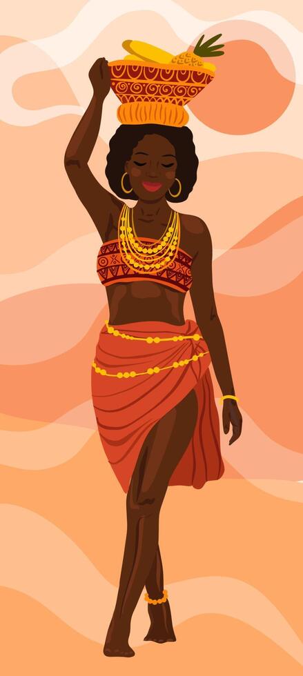 Ethnic background with african woman vector
