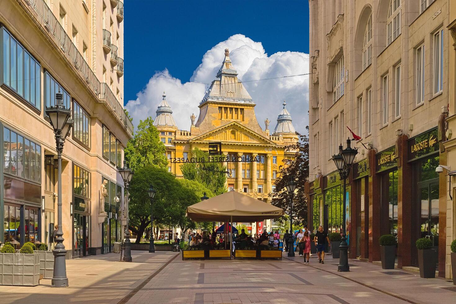 View of the Deak Ferenc Street and the Anker Palace, Budapest, Hungary photo