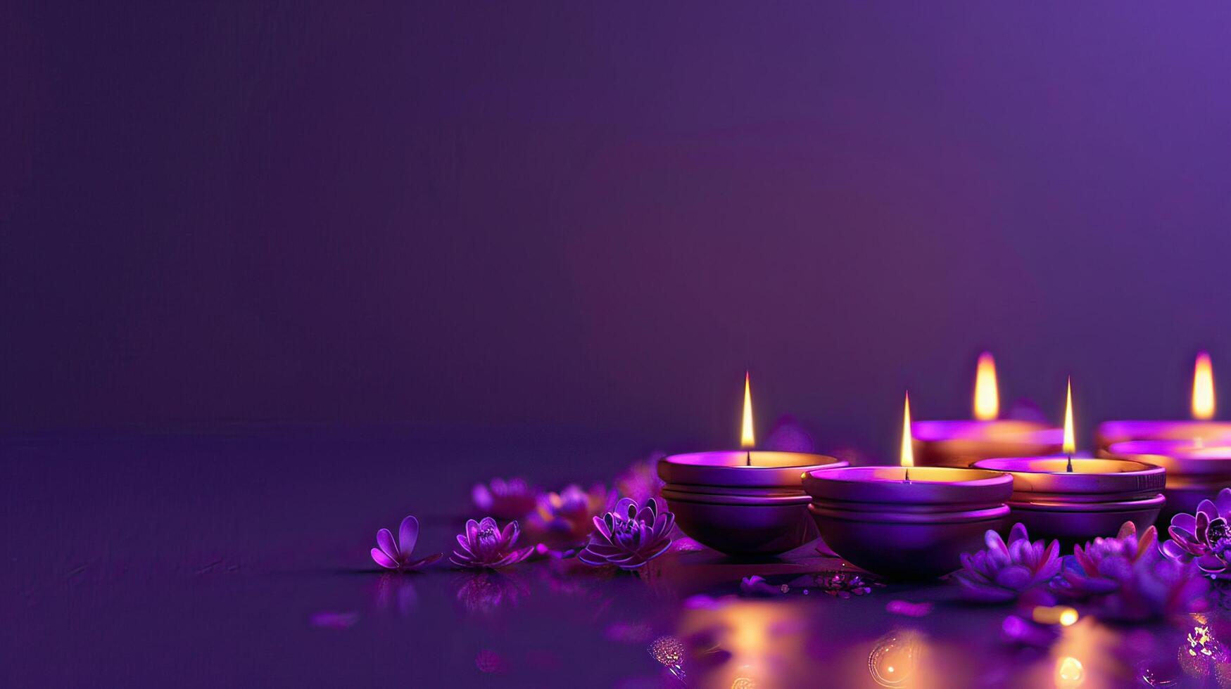 candle and lotus of diwali photo