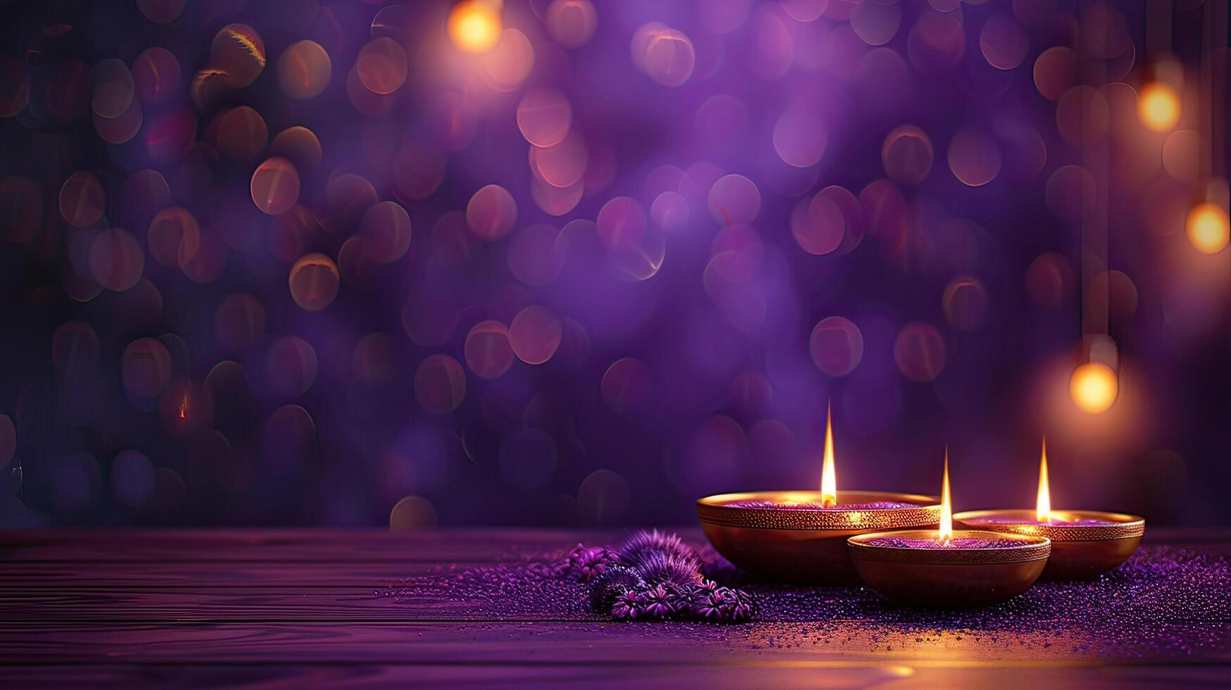 candle and lotus of diwali photo