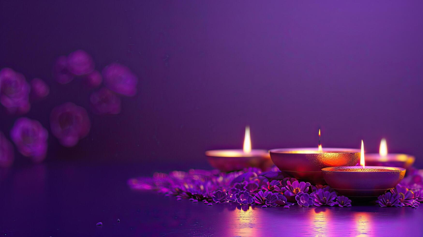 candle and lotus of diwali photo