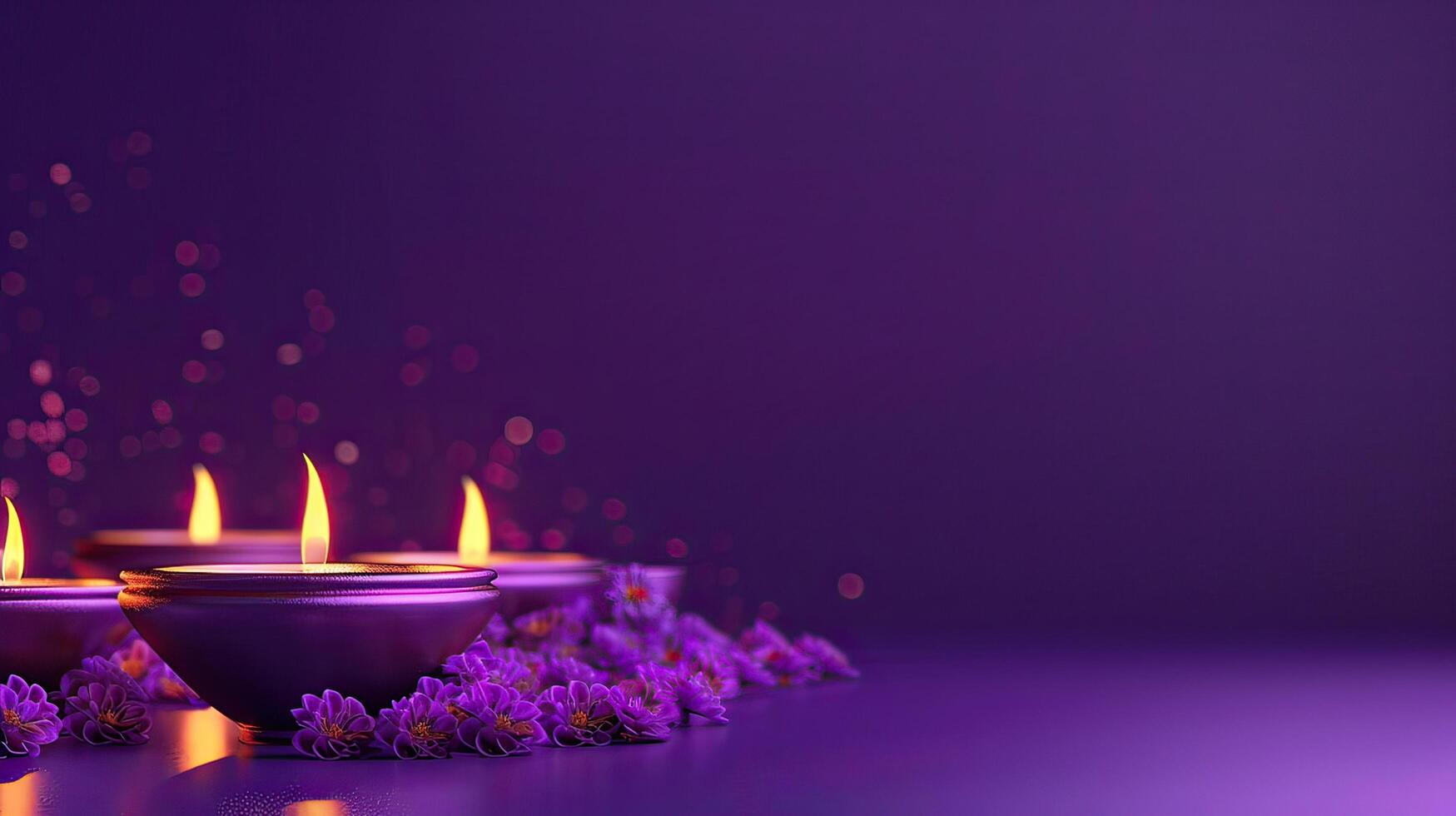 candle and lotus of diwali photo