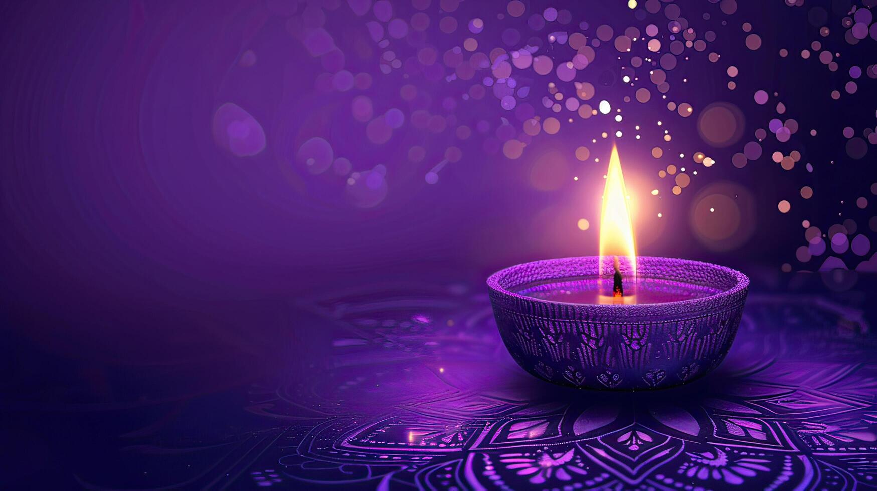candle and lotus of diwali photo