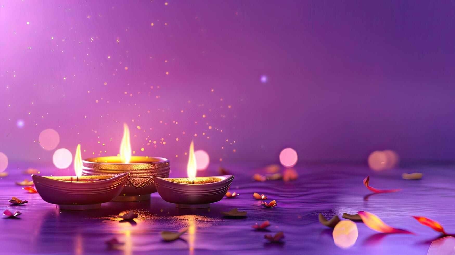 candle and lotus of diwali photo