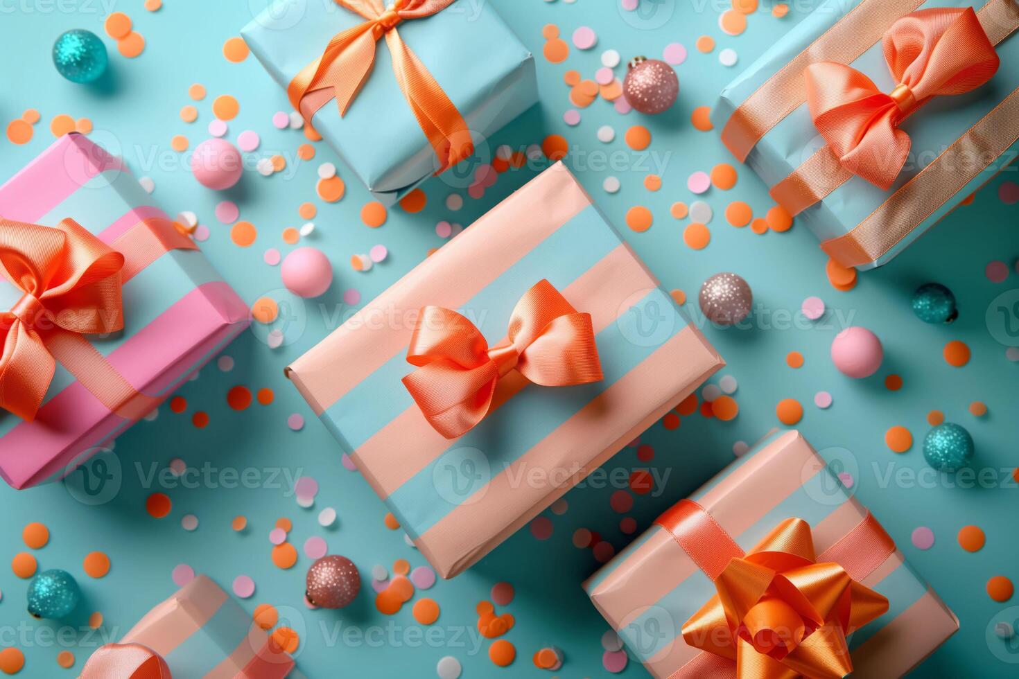 Array of festive gift options wrapped in colorful papers and ribbons for any event photo