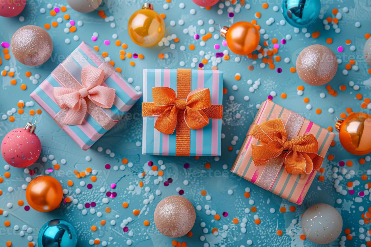 Experience the joy of gifting with these wonderfully wrapped boxes and vibrant setting photo
