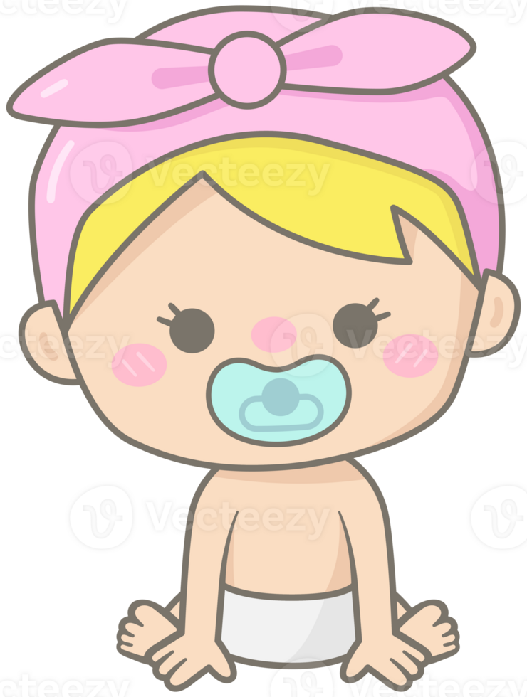 Cute baby element in Children Style Cartoon illustration baby girl png