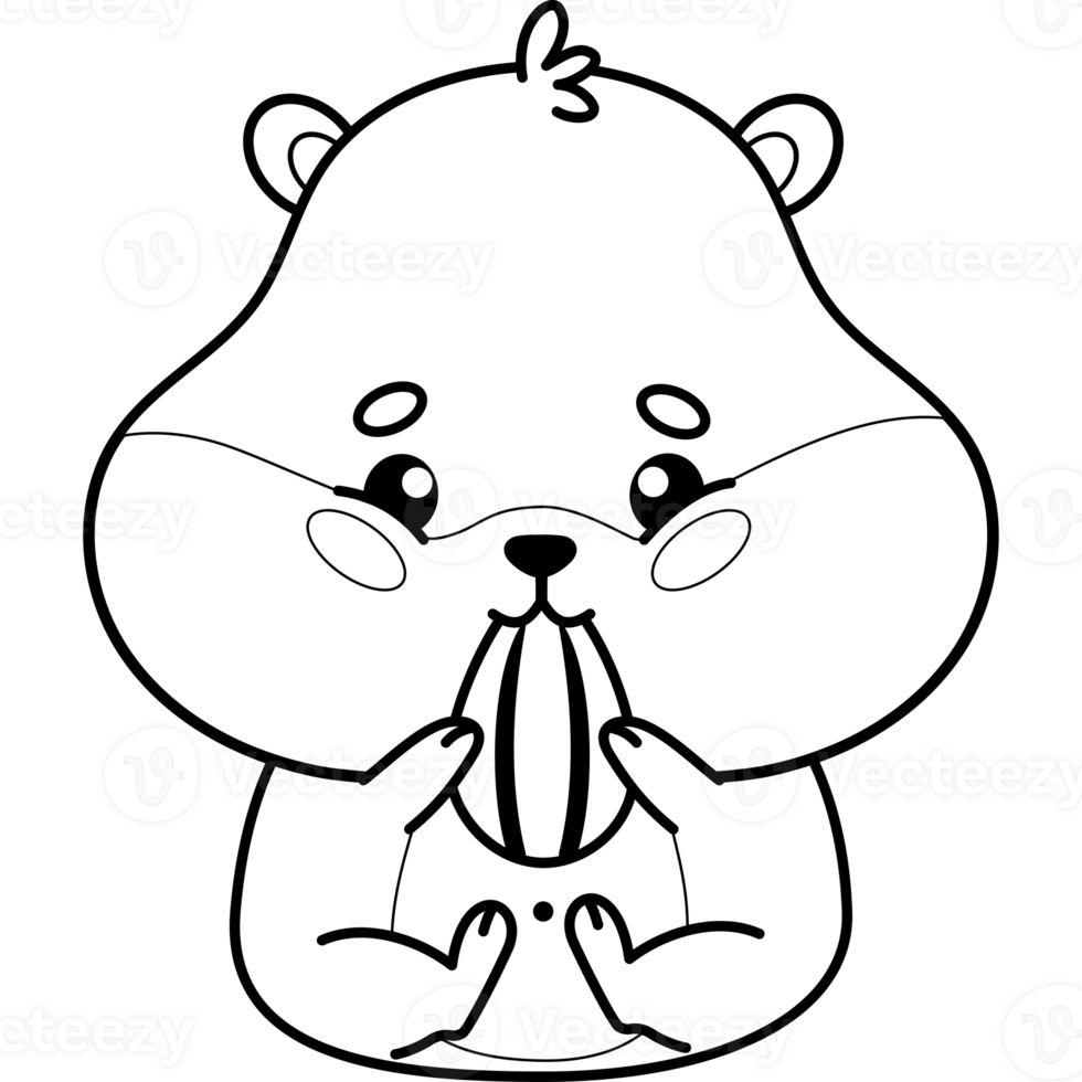 Outline hamster eats seed png