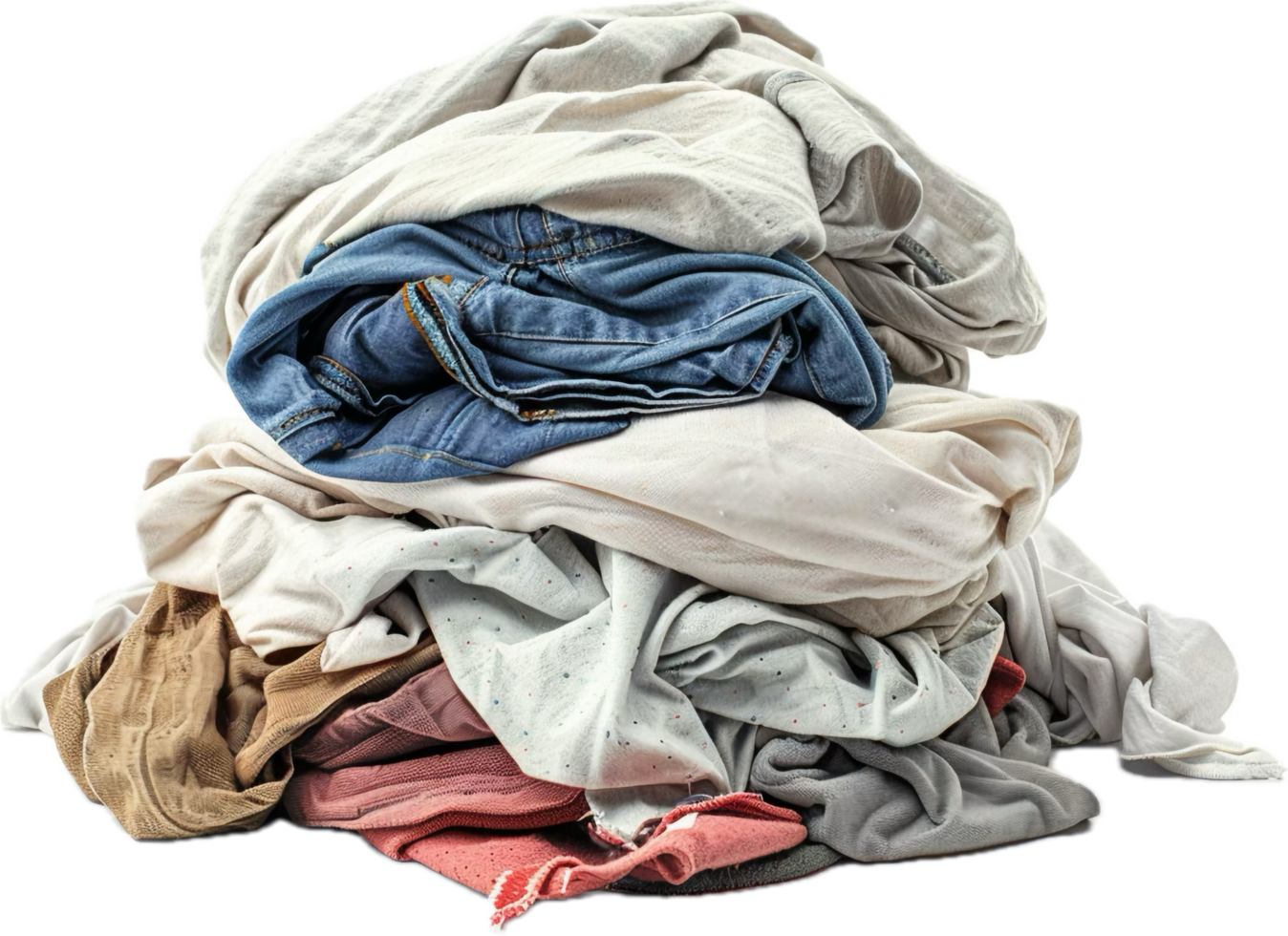 Pile of Colorful Wrinkled Clothes. png