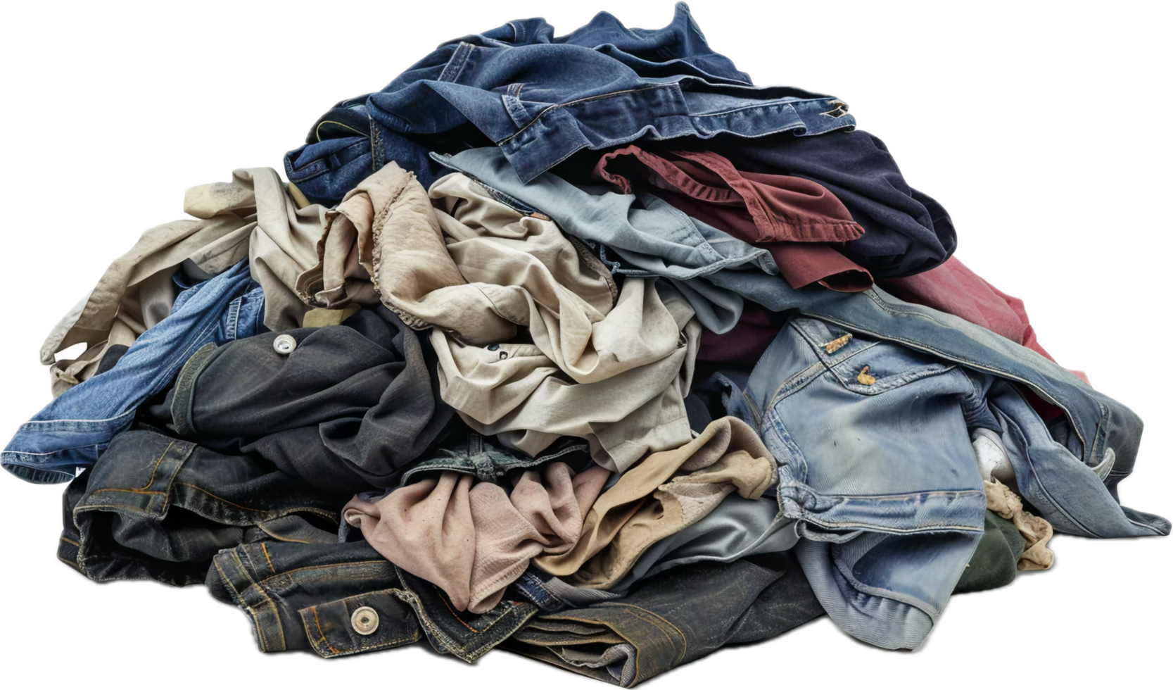 Pile of Colorful Wrinkled Clothes. png