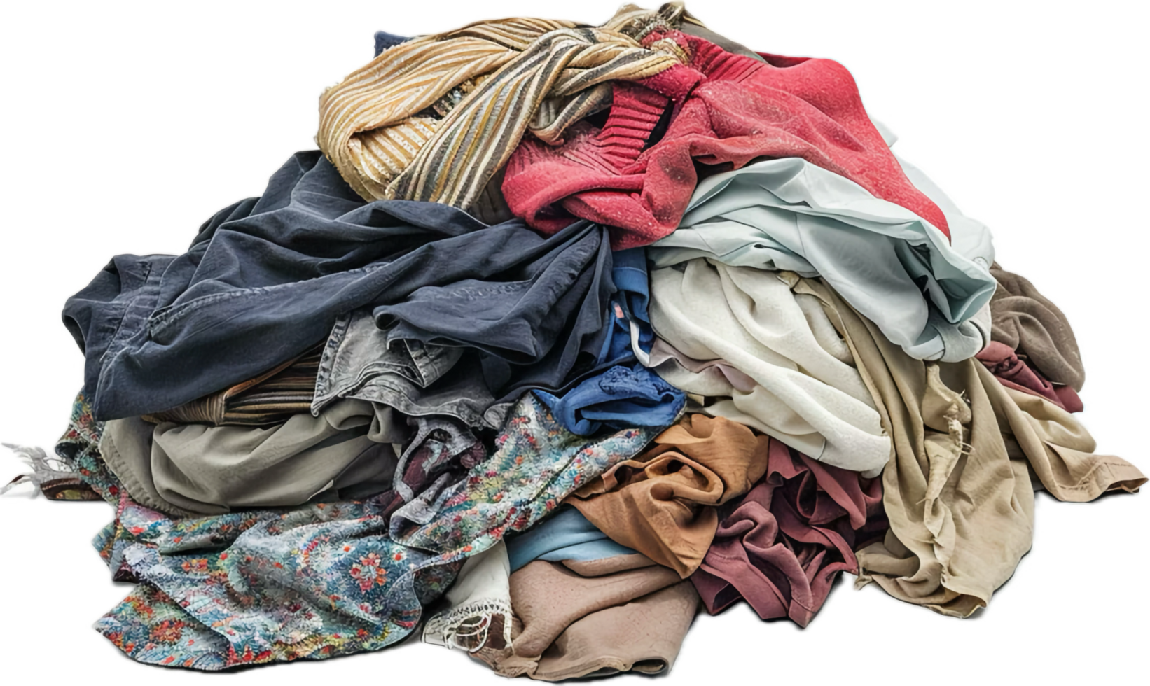 Pile of Colorful Wrinkled Clothes. png